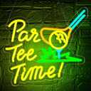 Par Tee Time Neon Sign for Wall Decor Golf Neon Light for Man Cave Dimmable LED Light Up Sign for Golf Course Gym Club Bedroom Park Party Decor Birthday Gifts Art Size 13.7 * 12.4(WZCP046) (Yellow)