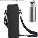 Water Bottle Holder with Strap, Water Bottle Carrier Bag Water Bottle Case Outdoor Sports Water Bottle Thermal Holder Bag Scald Proof Case Cover Sleeve with Strap (Black)