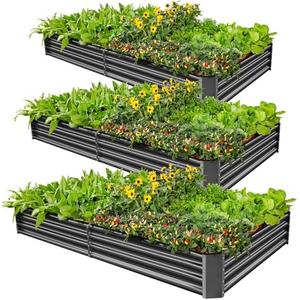 Land Guard 1  Pack 8×4×1ft Galvanized Metal Raised Garden Bed, Metal Planter Kit Box Outdoor for Deep-Rooted Vegetables, Flowers, Green and Herbs, Modern Grey