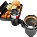 Car Cup Holder Tray, Extra Large Car Cup Holder Expander with 360 Rotation Fit Most Big Cup Detachable 3 in 1 Car Trays for Eating, Phone & Snack Organizer Road Trip Essentials