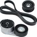 Belt Tensioner and Idler Pulley and Serpentine Belt Kit Compatible with 2012-2014 Chrysler 200, 2011-2016 Town & Country, Dodge Avenger/Grand Caravan/Journey, Ram C/V Replace #90K-39282D