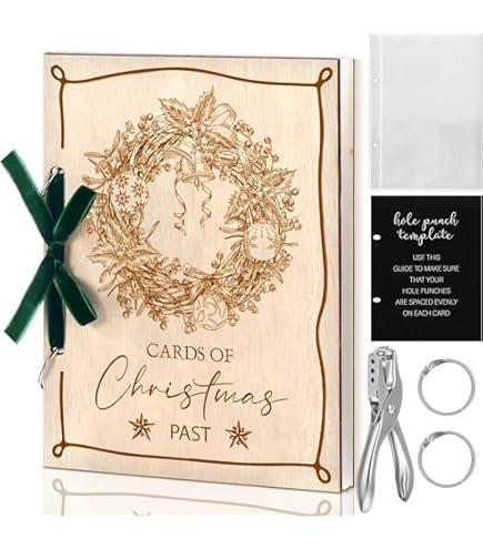 Personalized Christmas Card Holder, 6x8 inches Cards of Xmas Past Binder Keepsake, Holiday Photo Keeper Album (Xmas-Engraved)