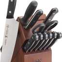 HENCKELS Solution Razor-Sharp 12-pc Knife Set, Chef Knife, Bread Knife, Steak Knife, German Engineered Informed by 100+ Years of Mastery,Walnut