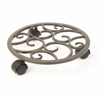 Panacea 86772 12" Bronze Tube Scroll Plant Caddy