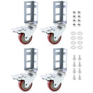 QWORK 3" Caster Wheels for Boltless Shelving 500 lb Load Capacity, 4 Pack Storage Shelf Accessories for Garage, Storage, Workshop, 8-11/16" Total Height, 2-1/16" Side Length