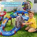 TERRAMUS 2-Tier Kids Watermill Water Table Toys, 124PCS Water Park Playset with Pump, Waterwheel, Summer Outdoor Water Toys Waterways for Backyard,Lawn,Beach,Pool,Gifts for Boys Girls Toddlers 3-5 4-8
