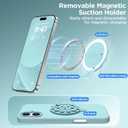 Magnetic for iPhone 16 Case, Compatible with Magsafe, Suction Cup Phone Mount, [2 Screen Protectors][Camera Lens Protector] Silicone Shockproof Protective Slim Phone Cover 6.1", Light Cyan