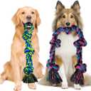 Heavy Duty Dog Rope Toys for Aggressive Chewers - 2 Pack Indestructible Tug of War Toys for Medium to Large Breeds, 100% Cotton for Boredom and Teeth Cleaning