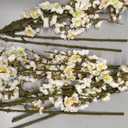 florisso 6 PCS Artificial Cherry Blossom Branches Spring Indoor Decoration, Faux Flowers 34.45" Long Stems Plum Fake Peach Plants Real Touch Silk for Wedding Home Bedroom Party Table Office, White