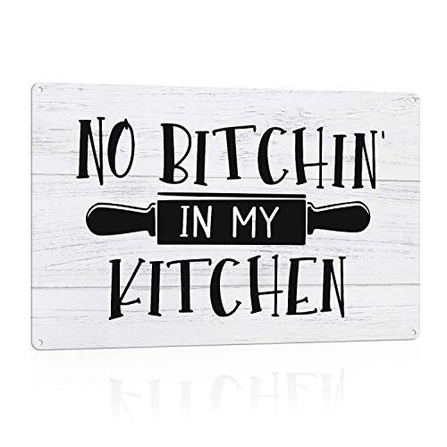 No Bitchin' in My Kitchen, Kitchen Funny Decor, 12 x 8", Wall Art, Decorative Metal Sign Home Décor