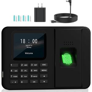Time Clocks for Employees Small Business, Fingerprint + PIN, Clock in and Out Machine for Employees, No Monthly Fee No Software Required