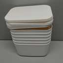 6 Pack White Storage Bins with Lids Stackable Storage Container for Organizing, Small Storage Boxes with Handle for Shelves, Cute Organizer Bins for Craft, Snacks, 9.85x6.9x5.7 inch