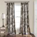 Lush Decor Botanical Garden Curtains Floral Bird Print Light Filtering Window Panel Drapes Set for Living, Dining, Bedroom (Pair), Gray, 52"W x 84L" (Grey)