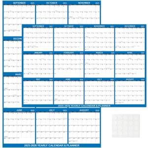 5 x 2025-2026 Wall Calendar 24" x 36" Dry Erase Calendar for Wall from September 2025 to August 2026 12 Month Annual Large Yearly Wall Planner for Office School(Blue)