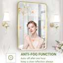 LED Bathroom Mirror with Lights, 24x36 Inch Gold Metal Framed LED Mirror for Bathroom, 3 Colors and Stepless Dimmable Wall Mounted Lighted Bathroom Vanity Mirror, Anti-Fog, Memory