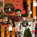 Halloween Sign for Front Door Halloween Wooden Hanging Sign Boo Ghost Sign with Bow Halloween Door Wreath Hanger for Front Porch Outdoor Home Wall Decor