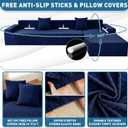 ZNSAYOTX Sectional Couch Covers, Stretch Jacquard Slipcovers with Elastic Bottom for L-Shape Sectional Sofa, 2 Pcs Pet Friendly Modular Sofa Protector (3 Seat Couch + 2 Seat Chaise, Navy Blue)