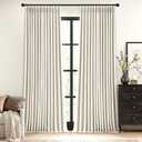 MIULEE Natural Pinch Pleated 100% Blackout Linen Curtains 96 Inch Length 2 Panels Set, Black Out Memory Trained Pleat Curtains Light Blocking Room Darkening Drapes for Bedroom Living Room Window