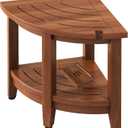 Teak Shower Bench for Corner, 18 inch Shower Chair Stool for Shaving Legs with Storage Shelf,Waterproof Bathroom Bench Seat for Elderly and Disabled Indoor Use