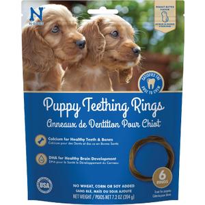 2 x N-Bone Puppy Teething Rings Peanut Butter Flavor Dog Treat, 6 Count Bag, 7.2-oz (EXP 10/18/27)