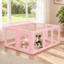 Clear Acrylic Dog Playpen Indoor, 24" H, 10 Panels, Pink | Tool-Free Assembly With Transparent Walls For Cats, Rabbits And Other Small Pets