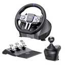 PXN V9 GEN2 Gaming Steering Wheel for PC, Xbox & PS4-270°/ 900° USB Sim Racing Wheel with Hall 3-Pedal Set, H-Pattern Shifter, Dual Paddles, Vibration Feedback, Pedal-Responsive RGB & App Support