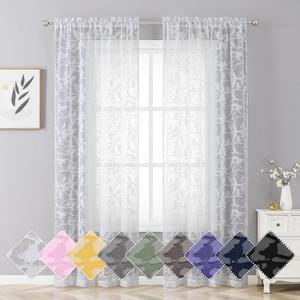 OVZME 2 Panels White Voile Sheer Curtains 72 inch Length for Bedroom, Textured Elegant Sheer Panel for Door Winow, Dual Rod Pocket Lightweight & Breathable Fabric Soft Sheer White Curtain, 38W x 72L