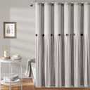 Lush Decor Linen Button Shower Curtain, 72" W x 72" L, Gray - Gray Shower Curtain Fabric - Bathroom Curtain - Farmhouse Bathroom Decor