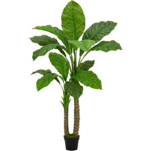 Artificial Banana Tree 6ft Tall Fake Banana Leaf Plant Faux Banana Tree with 15 Leaves Large Silk Tropical Tree for Home Mall Pool Patio Villa Indoor Outdoor Decor