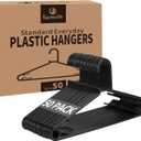 Byomostor Black Plastic Hangers 50 Pack, Light Weight Durable Clothes Hangers G-Shape Standard Size Non-Slip Coat Hanger Adult Clothes Hangers for Laundry & Everyday Use -Slim & Space Saving