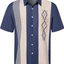 Hardaddy Men's Vintage Bowling Shirt Short Sleeve Button Down Hawaiian Summer Beach Printed Casual Shirts (Large, Multicolor01)