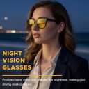 LVIOE Night Driving Glasses for Women Men, Anti Glare Night Vision Glasses Polarized Yellow Lens for Driving UV400 Protection (A01 Black Frame/ Night Vision)
