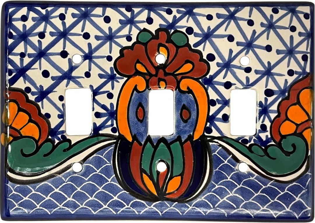 Triple Toggle Turtle Talavera Switch Plate