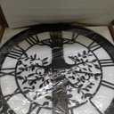 24 Inch Tree of Life Wall Clock, Silent Farmhouse Wood and Metal Decor, Large