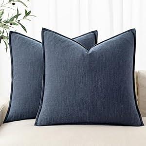 MIULEE Decorative Linen Pillow Covers 18x18 Inch Aqua Green Boho Farmhouse Neutral Spring Couch Throw Pillows for Bed Pack of 2 Accent Modern Pillowcase Summer Sofa Livingroom Home Decor