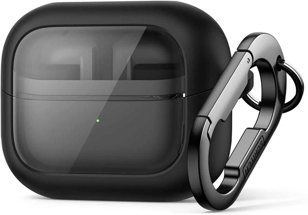 SURITCH for Samsung Galaxy Buds 3 Pro (2024) / Buds 3 (2024) / Buds3 FE (2025) Case, Magnetic Bumper Cases, Rugged Shockproof Protective Covers with Carabiner & Cleaning Kit & Removal Tool, Black