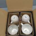 LE TAUCI Coffee Mugs 16 oz,Ceramic Mug Set, Embossment Cups for Latte, Hot Tea, Cappuccino, Mocha, Cocoa, Dishwasher Safe, Suit For Housewarming Wedding- 3.8 inch, Set of 4, Arctic White