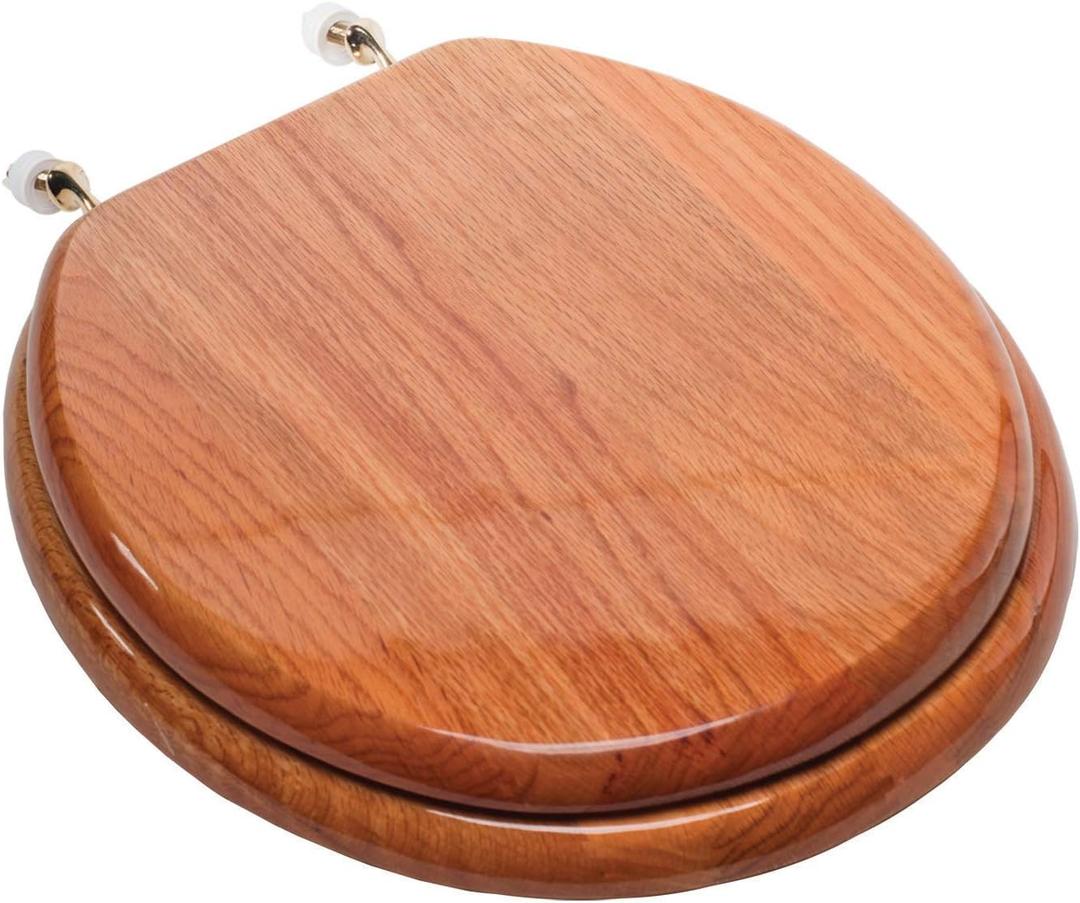 Designer Solid Round Toilet Seat in Oak
