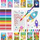 BenLouis Coloring Books for Kids With Stacking Crayons Set Mini Coloring Books Bulk for Ages 4-8-12 Small Activity Books for Birthday Party Gifts Goodie Bags Stuffers Travel24+24Pcs Classic
