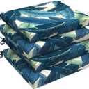 LVTXIII Outdoor Seat Cushions Set of 4 Square Corner Chair Cushions with Ties, Patio Chair Pads for Home Office and Patio Garden Furniture Decoration 18.5"x16"x2", Swaying Palms Blue