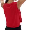 MAGCOMSEN Tank Tops for Women Crop Workout Sleeveless Tank Loose Fit Gym Yoga Muscle Top with Side Slits (Red, XXL)