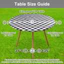 Smiry Round Picnic Tablecloth, Elastic Waterproof Fitted Vinyl Tablecloths for 31"-35" Tables, Flannel Backed Buffalo Plaid Table Cover for Dining, Camping, Outdoor, Black and White