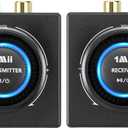 1Mii 2.4GHz (1 TX + 1 RX), Wireless Transmitter Receiver - 200ft Long Range 25ms Low Latency, Wireless Audio Adapter with RCA/AUX 3.5mm, Plug & Play for TV Home Stereo Soundbar PC Speakers Amplifier