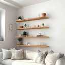 48 Inch Light Wood Floating Shelves for Wall Rustic Wall Shelf for Bedroom Living Room Set of 4