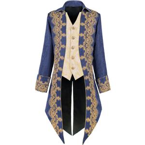 Men's pirate jacket,medieval jacket,steampunk jacket (Blue, M)