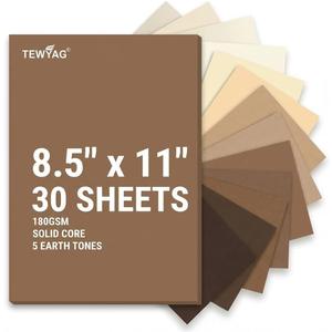 Neutral Cardstock Paper 8.5 x 11 Inch, 30 Sheets Premium Boho Earth Tones 5 Colors 65lb / 180gsm Smooth Virgin Pulp Solid Core Brown Colored Papers for Cricut, Scrapbooking, Wedding Invites & Crafts