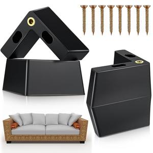 Leinuosen 4 Pcs 1.97 Inch Height Patio Furniture Riser l Shaped Outdoor Waterproof Plastic Sofa Legs Replacement Couch Feet with Screws for Outdoor Yard Sofa Couch Table Chairs Feet Support