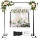 8.2 FT Wedding Arch Rectangle Stand Square Backdrop Stand, Extra Clamps to Table Rod Stand, Adjustable Photo Booth Background Kit, Balloon Arch Stand for Valentines Day Birthday Baby Shower Decor