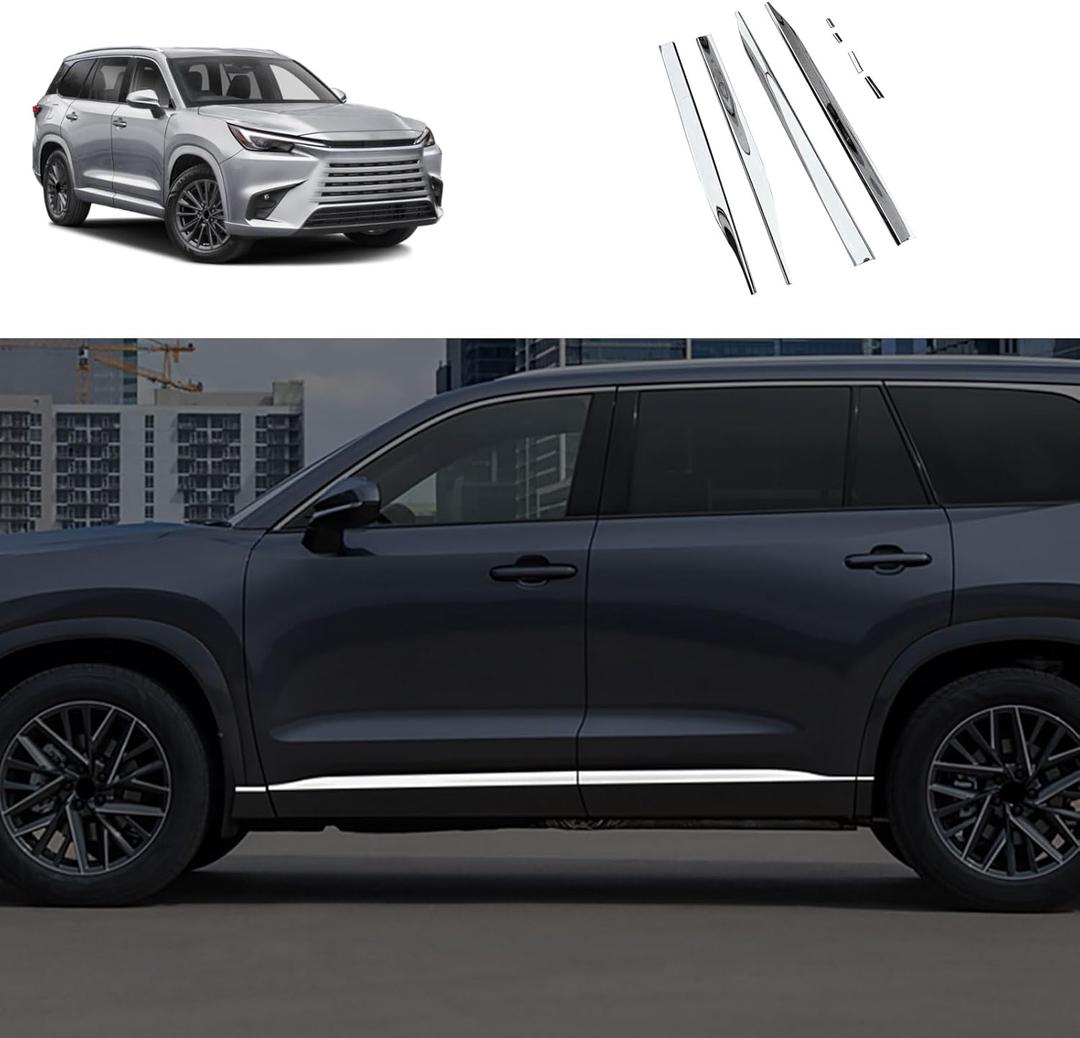 Body Side Trims Compatible with Lexus TX TX350/500h/500h+ 2024 2025 2026 Body Side Door Molding Cover Trims Exterior Car Accessories Stainless Steel 8PCS (Silver)