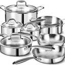3 Ply Stainless Steel 11-Piece Cookware Set with Lids, Pots and Pans Kitchen Set, Non-Toxic, Induction, Oven, Dishwasher Safe, Professional Chef Quality